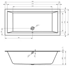 Акриловая ванна RIHO LUGO 190x90 (с тонким бортом) прямоугольная B136001005