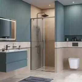 Душевая дверь BelBagno SOFT_CLOSE-1-BF-1-100-C-GM стекло прозрачное, профиль Оружейная сталь
