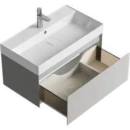 Тумба с раковиной подвесная Aqwella Geometria 80 GE01081ST, с одним ящиком, цвет серый туман