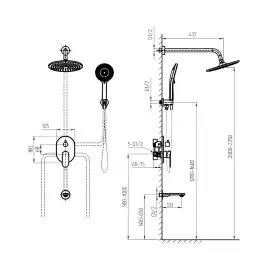 Встраиваемая душевая система AVS BEAUTY 811-541-CR с изливом, хром