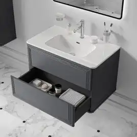 Тумба с раковиной IDDIS Oxford Neo 80, подвесная, Темно-серый, OXN80D0i95K