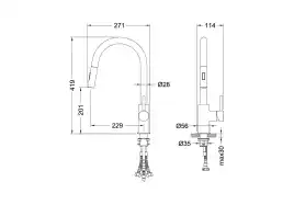Смеситель для кухни Aquatek Европа AQ1384CR с выдвижной лейкой, Хром