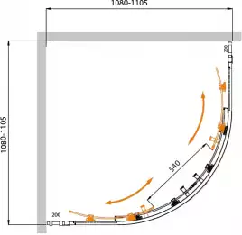 Душевой уголок CEZARES MOLVENO-R-22-90+20-C-GM-IV стекло Прозрачное, профиль Оружейная сталь