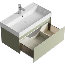 Тумба с раковиной подвесная Aqwella Geometria 80 GE01081SH, с одним ящиком, цвет зеленый шалфей