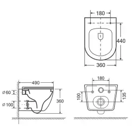 Унитаз подвесной Azario Blanko AZ-9003WT подвесной, безободковый, со смывом 