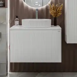 Тумба под раковину Grossman Кристалл 80 подвесная, белая глянцевая (108045)