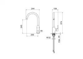 Смеситель для кухни Aquatek Оберон AQ1282MB поворотный излив, Черный матовый