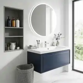 Тумба с раковиной Azario Belloni 100 CS00098076, подвесная, Темно-синий