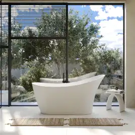 Ванна  Abber Stein 170х75 AS9618 из искусственного камня, Белая матовая