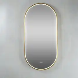 Зеркало с подсветкой AVS AG 50x100 см, антипар, брашированное золото