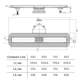 Душевой лоток BETTOSERB Compact Line 850 Matte Black 13702512BM, Черный матовый