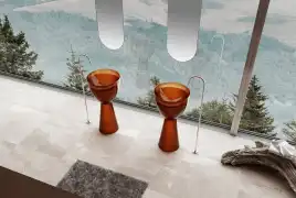 Раковина напольная ABBER KRISTALL 45х45х90 AT2703Opal, круглая, коричневая