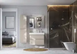 Зеркальный шкаф Roca Oleta 80 A857647515 с подсветкой, Капучино матовый