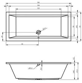 Акриловая ванна RIHO LUSSO 180х80 прямоугольная B036001005