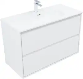 Тумба под раковину Aquanet Милан 100 белый глянец, подвесная, 336370