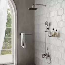Душевая система WasserKRAFT  A14201 для ванны с изливом, верхний и ручной душ, Никель