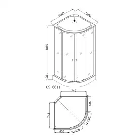 Душевая кабина Loranto 100х100 низкий поддон, прозрачное стекло, профиль Хром, CS-6611 G, 100*100*215