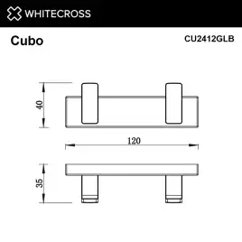 Крючок двойной Whitecross CUBO gold brushed, CU2412GLB, Золото брашированное