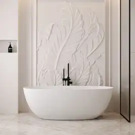 Ванна  Abber Stein 170х75 AS9624-1.7 из искусственного камня, Белая матовая