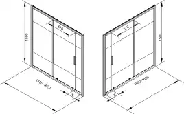 Шторка для ванны c боковой стенкой Aquanet Practic 160 см, AE10-B-160H150U-CP + AE10-F-70H150U-CP, профиль Хром, стекло С шелкографией