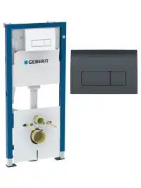 Инсталляция для унитаза Geberit Duofix 458.128.DW.1, с кнопкой смыва Delta 50, черная матовая