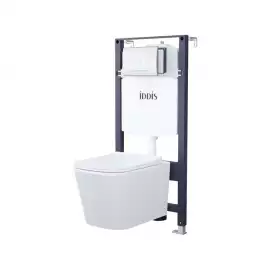 Комплект унитаза с инсталляцией IDDIS Basic BASBI01i73 с сиденьем микролифт и кнопкой смыва Хром