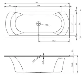 Акриловая ванна RIHO LIMA 180х80 прямоугольная B052001005