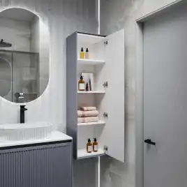 Шкаф-пенал для ванной Grossman Кристалл 35 подвесной, графит матовый (303543)