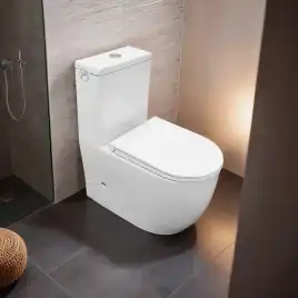 Унитаз моноблок Azario Velluto AZ-6281 напольный, безободковый, со смывом Торнадо, с сиденьем микролифт, Белый глянцевый