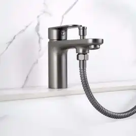 Смеситель на борт ванны Aquatek Ника AQ1844BGM, Оружейная сталь