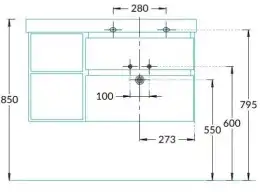 Тумба под раковину Kerama Marazzi CUBO 90 см, CUB.90.2Rh\LIM.N подвесная, Лимо