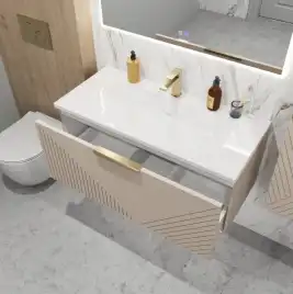 Тумба под раковину Grossman Блисс 100 подвесная, бежевый матовый (1010049)