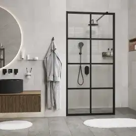 Душевая перегородка WasserKRAFT Glan 66W 120 см, 66W40, профиль Черный, стекло Прозрачное