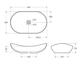 Раковина накладная BelBagno 605х360х155 BB1404-H301, цвет Черный
