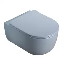 Унитаз подвесной AVS Диапазон 813-0009-L-T-MHL безободковый, со смывом Торнадо, серо-голубой матовый