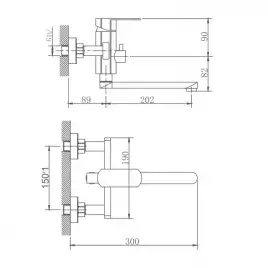 Смеситель для ванны Haiba HB60806 с коротким изливом, сталь