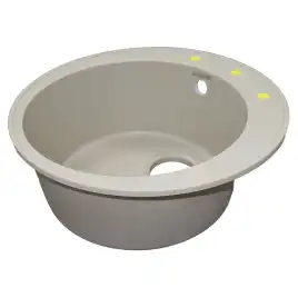 Кухонная мойка AZARIO Sivas 480х480х197 кварцевая, круглая, цвет Песочный: CS00097655