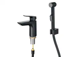 Смеситель с гигиеническим душем Aquatek Вега AQ1012MB, однорычажный, цвет Черный матовый