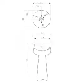 Раковина напольная ABBER KRISTALL 50х50х90 AT2706White-Onyx, круглая, белая/черный