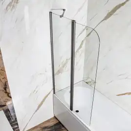 Шторка на ванну AVS Асти Дуо 100 см левая профиль оружейная сталь, прозрачное стекло, 803-0016-150-5545L-WS-T