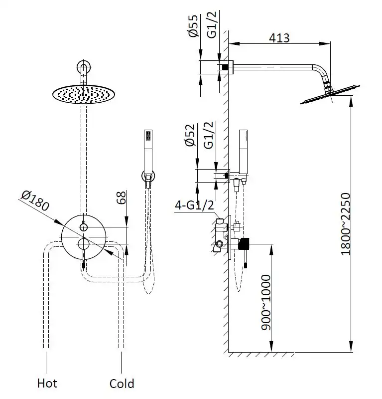 Душевая система  Vincea Desire VSFW-1D1MB VSFW-1D1MB встраиваемая, черный матовый фото 5