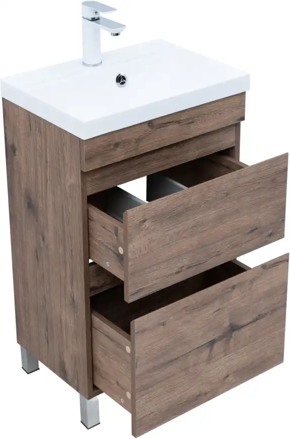 Тумба под раковину Aquanet Нота New 50 напольная, дуб веллингтон табак, 344136 фото 4