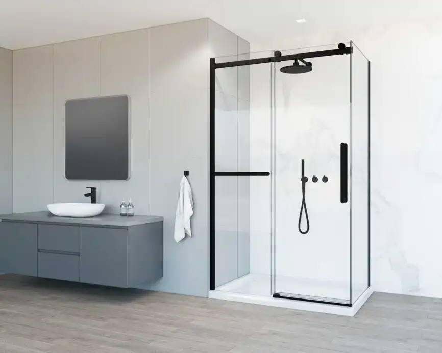 Душевой уголок Vincea Como Soft 110х100 VSR-1CS1011CLB, дверь раздвижная, профиль черный, стекло прозрачное фото 2