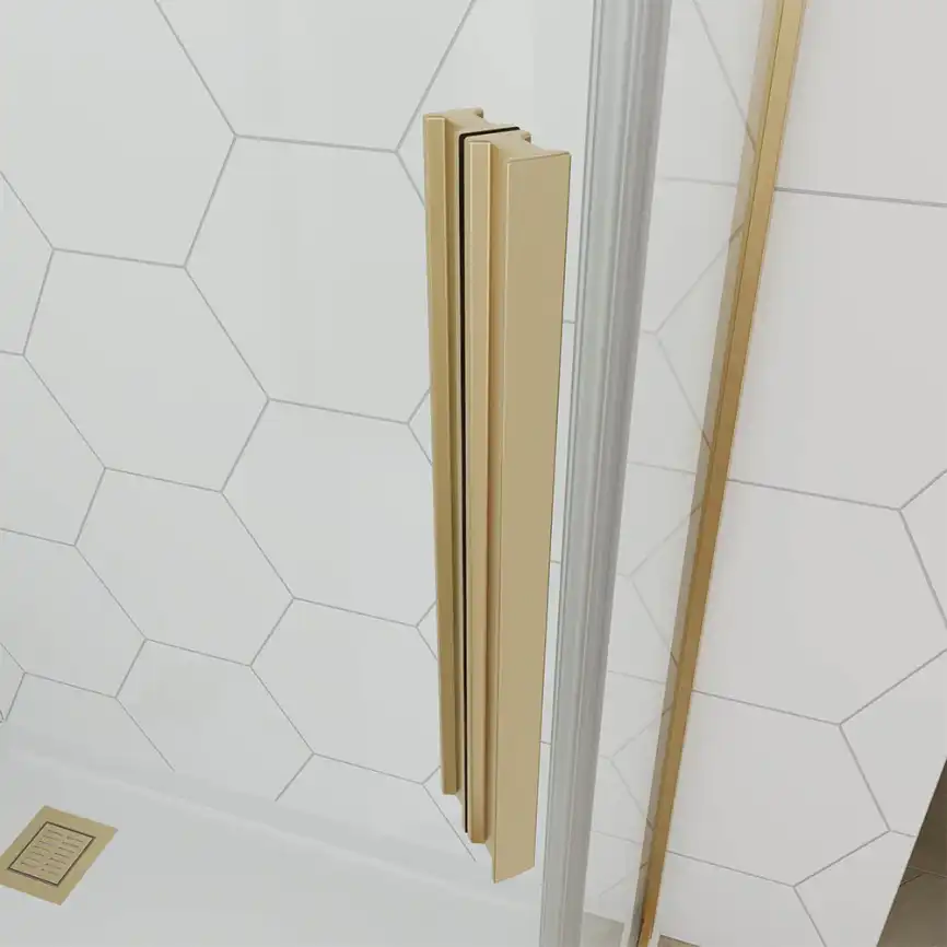 Душевой угол Veconi Ottimo P10 G, 1000x1000x1900, золото брашинг, стекло матовое фото 3