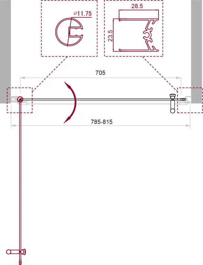 Душевая дверь BelBagno Uno 80 см, UNO-B-1-80-CH-Cr, профиль Хром, стекло Рифленное фото 4
