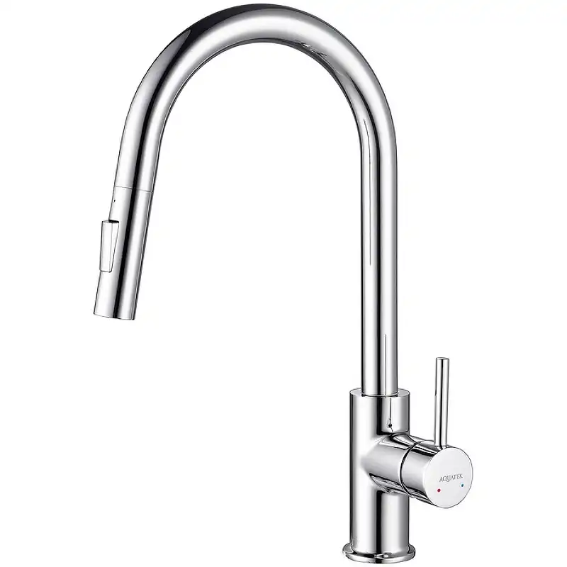Смеситель для кухни Aquatek Европа AQ1384CR с выдвижной лейкой, Хром фото 1