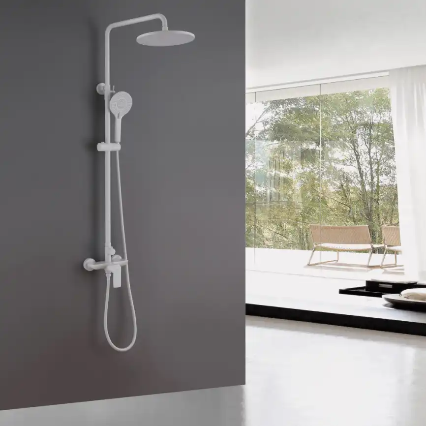 Душевая стойка ABBER Weiss Insel AF8020FWL без излива, белый матовый фото 2