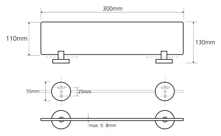 Полочка стеклянная 30 см BEMETA OMEGA хром 104122042 фото 2