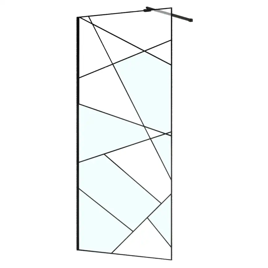 Душевая перегородка Azario 100 AZ-271-100-MB-CGP, профиль черный матовый, стекло Прозрачное, с графическим принтом фото 2