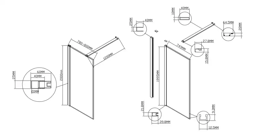 Душевая перегородка Vincea Walk in HS 80 VSW-1HS800CLGM, профиль вороненая сталь, стекло прозрачное фото 4
